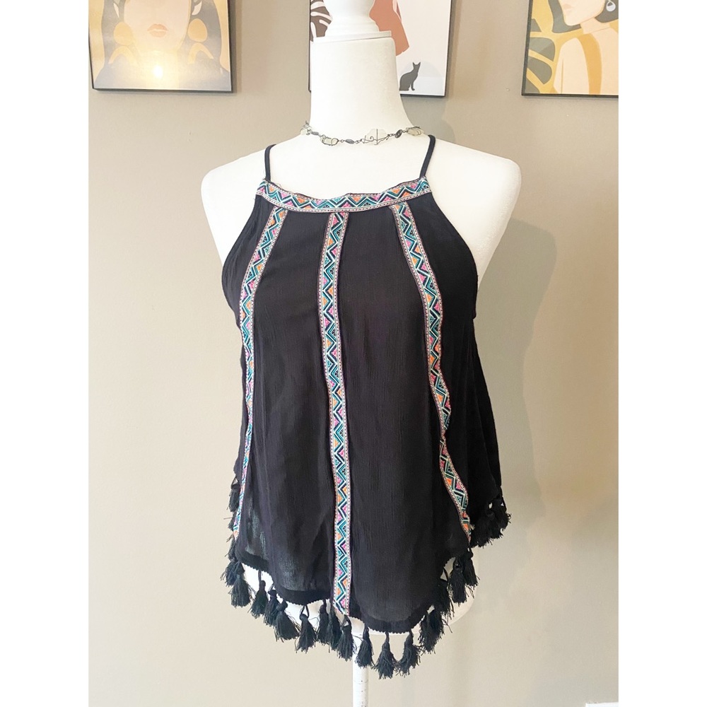 H&M X Coachella Boho Tassel High Neck Top